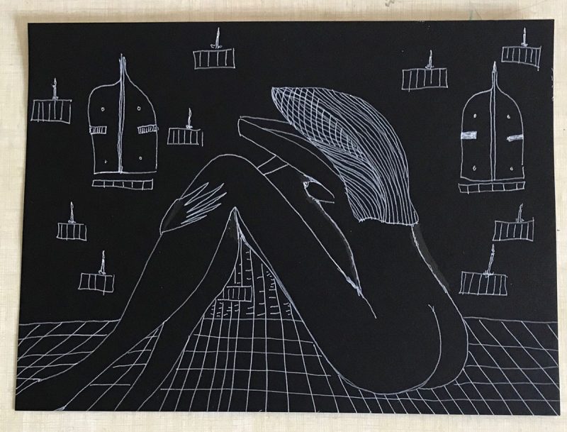 David West white ink black paper 17