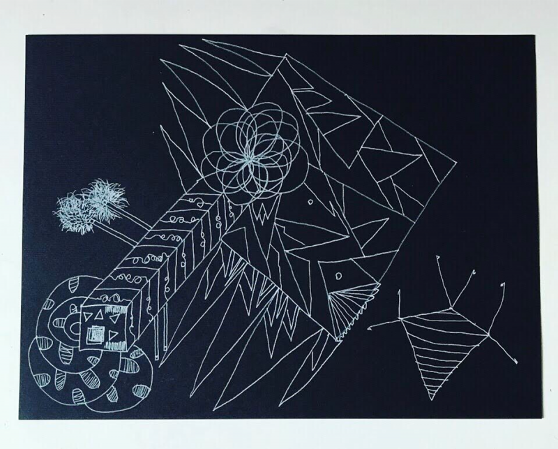 David West white ink black paper 19