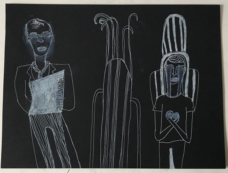 David West white ink black paper 20