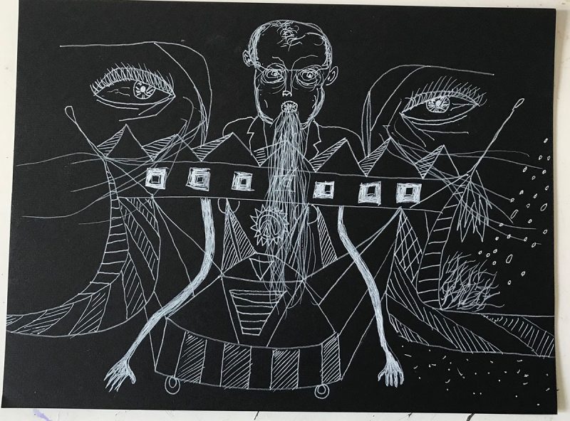 David West white ink black paper 21